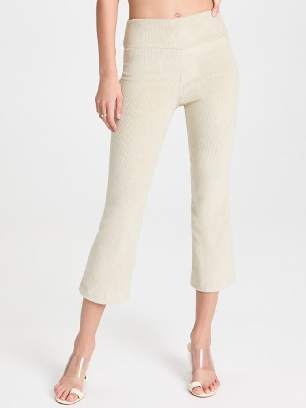 SPRWMN Corduroy Crop Flare Pants - Light Beige